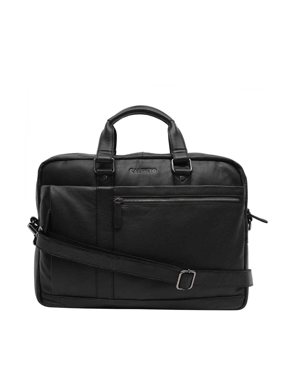 CALFNERO Men Black & Silver-Toned Messenger Bag