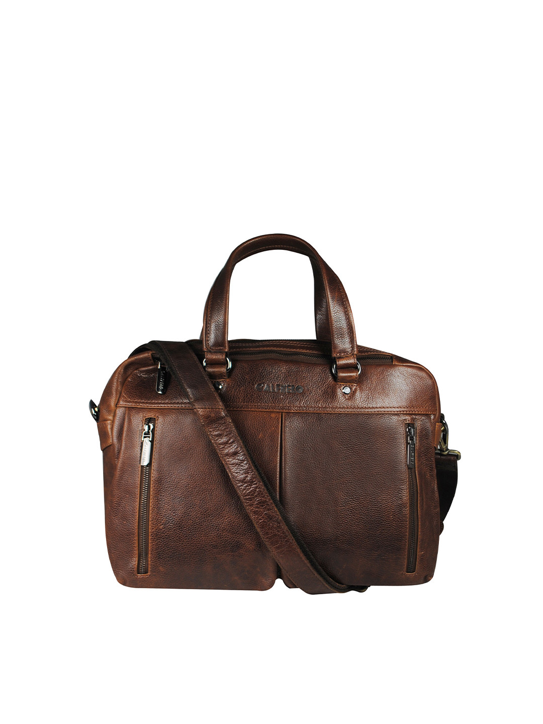CALFNERO Men Brown Genuine Leather Business Portfolio Messenger Bag