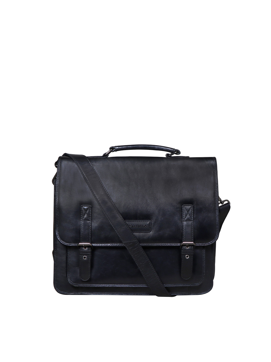 CALFNERO Men Black Genuine Leather Messenger Portfolio Bag