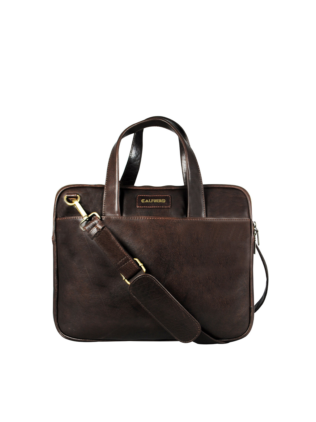 CALFNERO Men Brown Genuine Leather Business Portfolio Messenger Bag