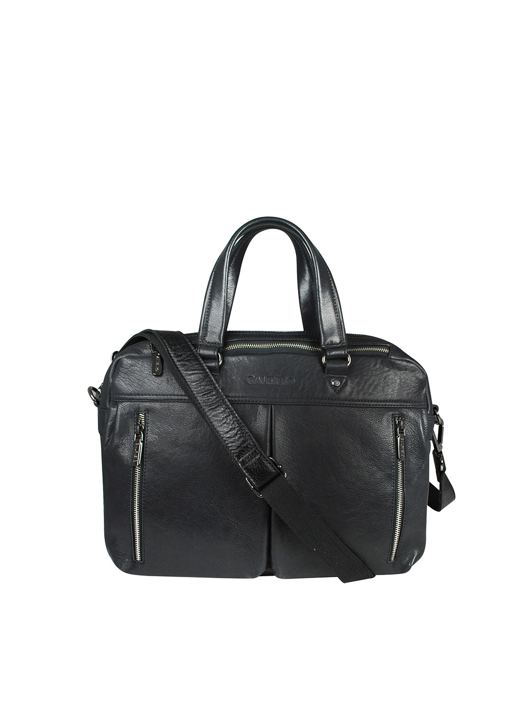 CALFNERO Men Black Genuine Leather Business Portfolio Messenger Bag