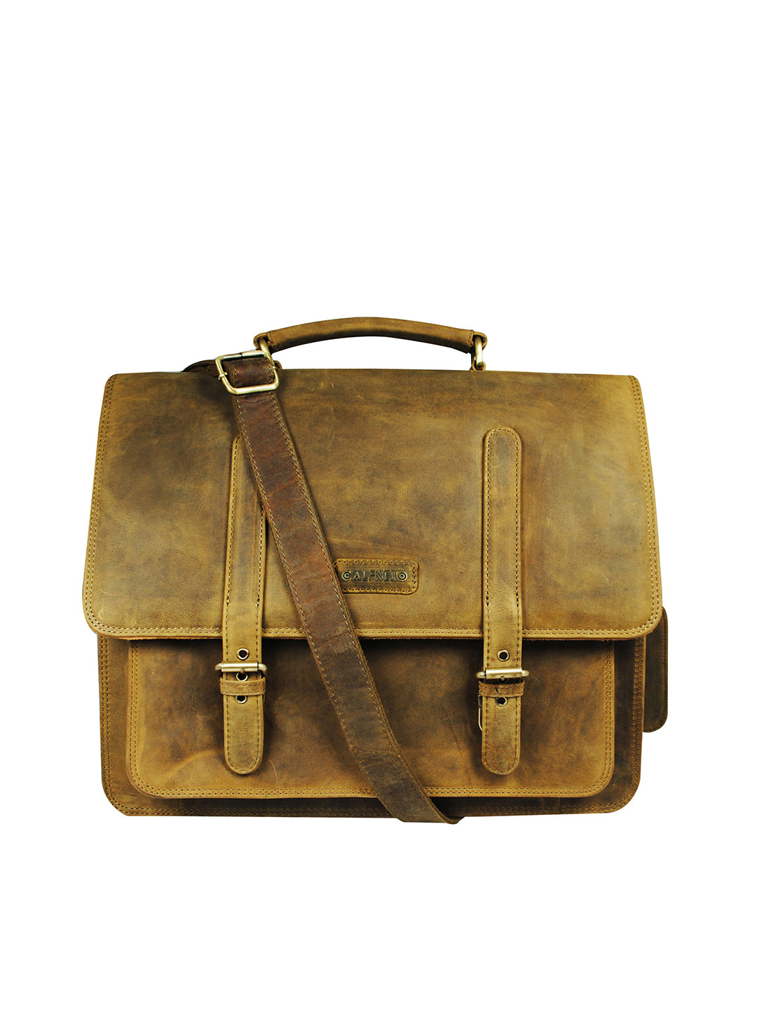 CALFNERO  Men's Brown Genuine Leather Messenger Portfolio Bag