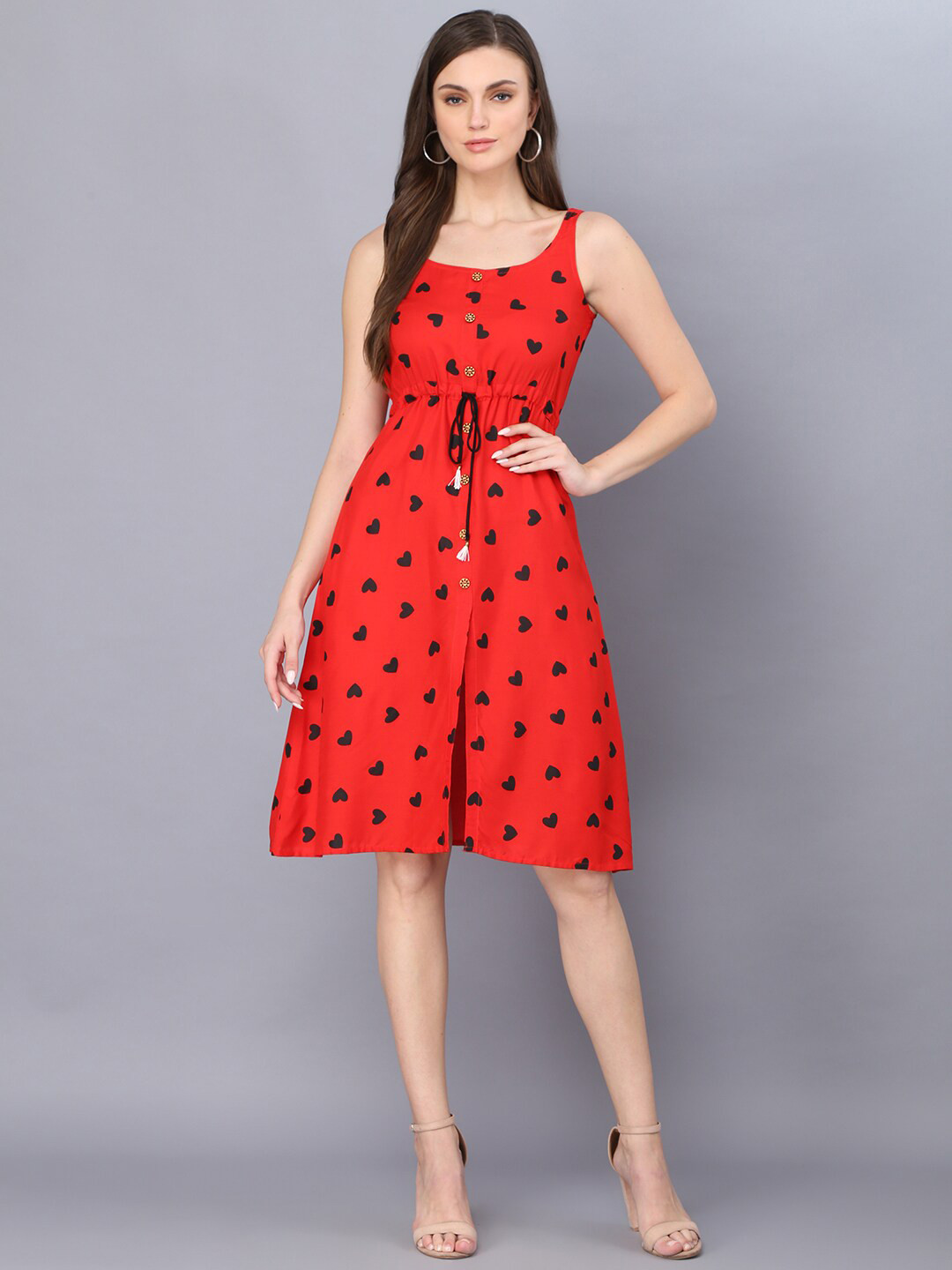 God Bless Polka Dot Printed A-line Dress