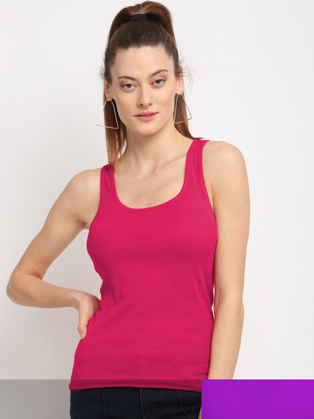 Friskers Pack of 2 Pink & Purple Solid Tank Top