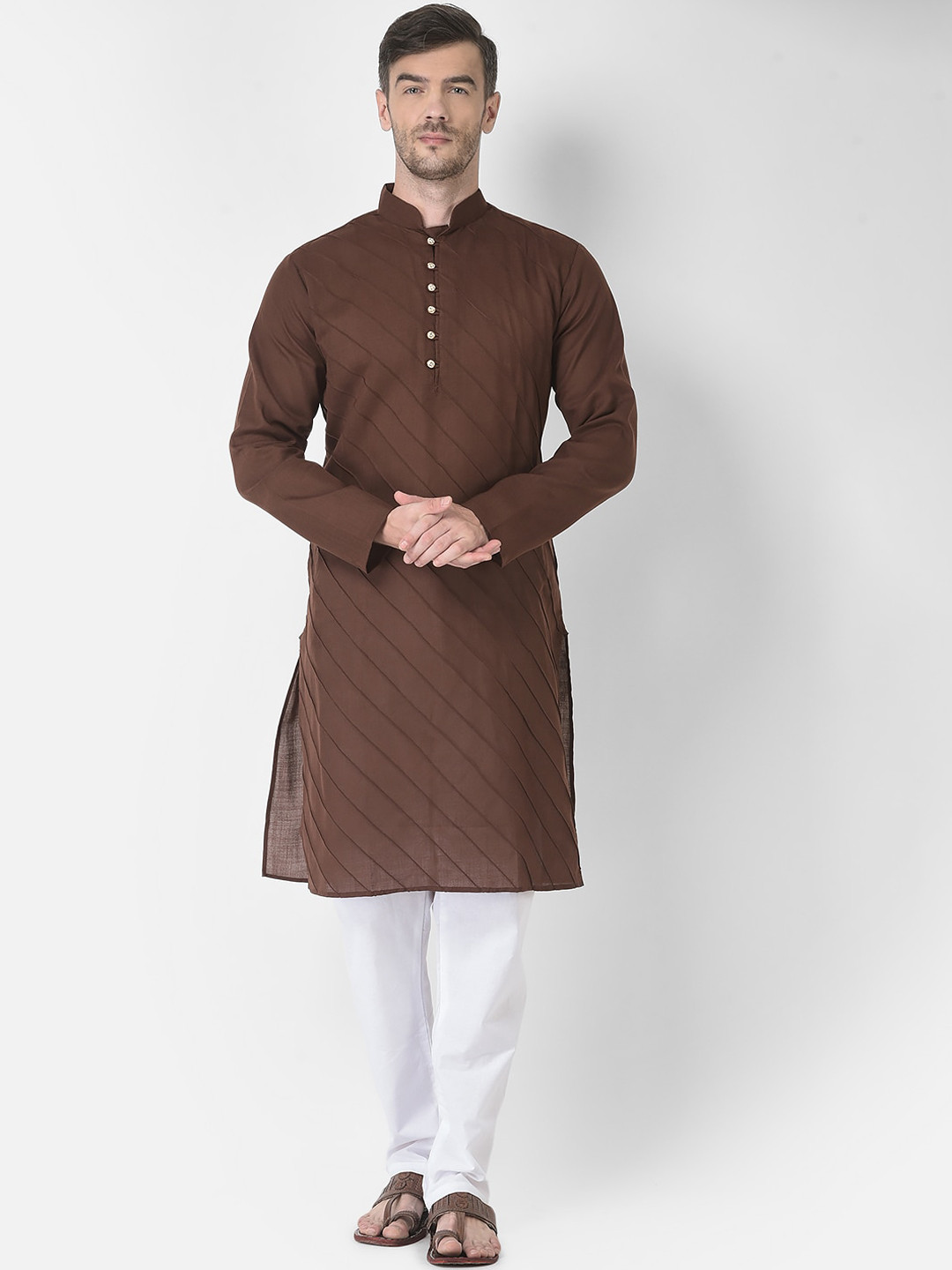 SG LEMAN Men Coffee Brown Pure Cotton Kurta with Trouser