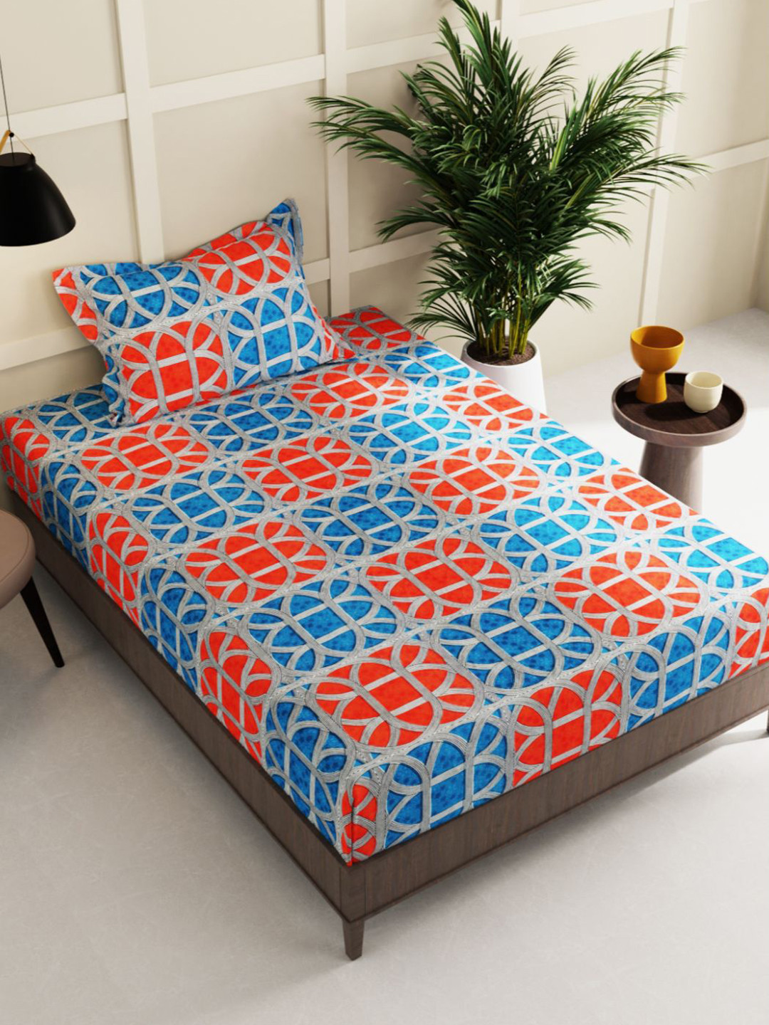 KOPA  Geometric 150 TC Single Bedsheet with 2 Pillow Covers