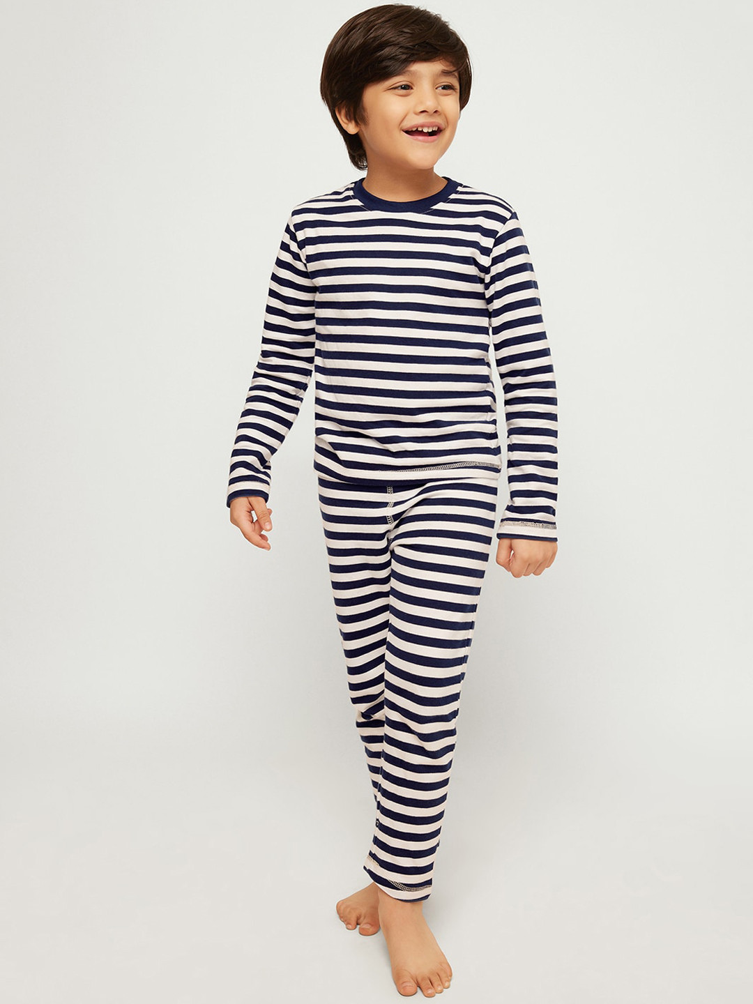 frangipani Boys Blue & White Striped Night suit