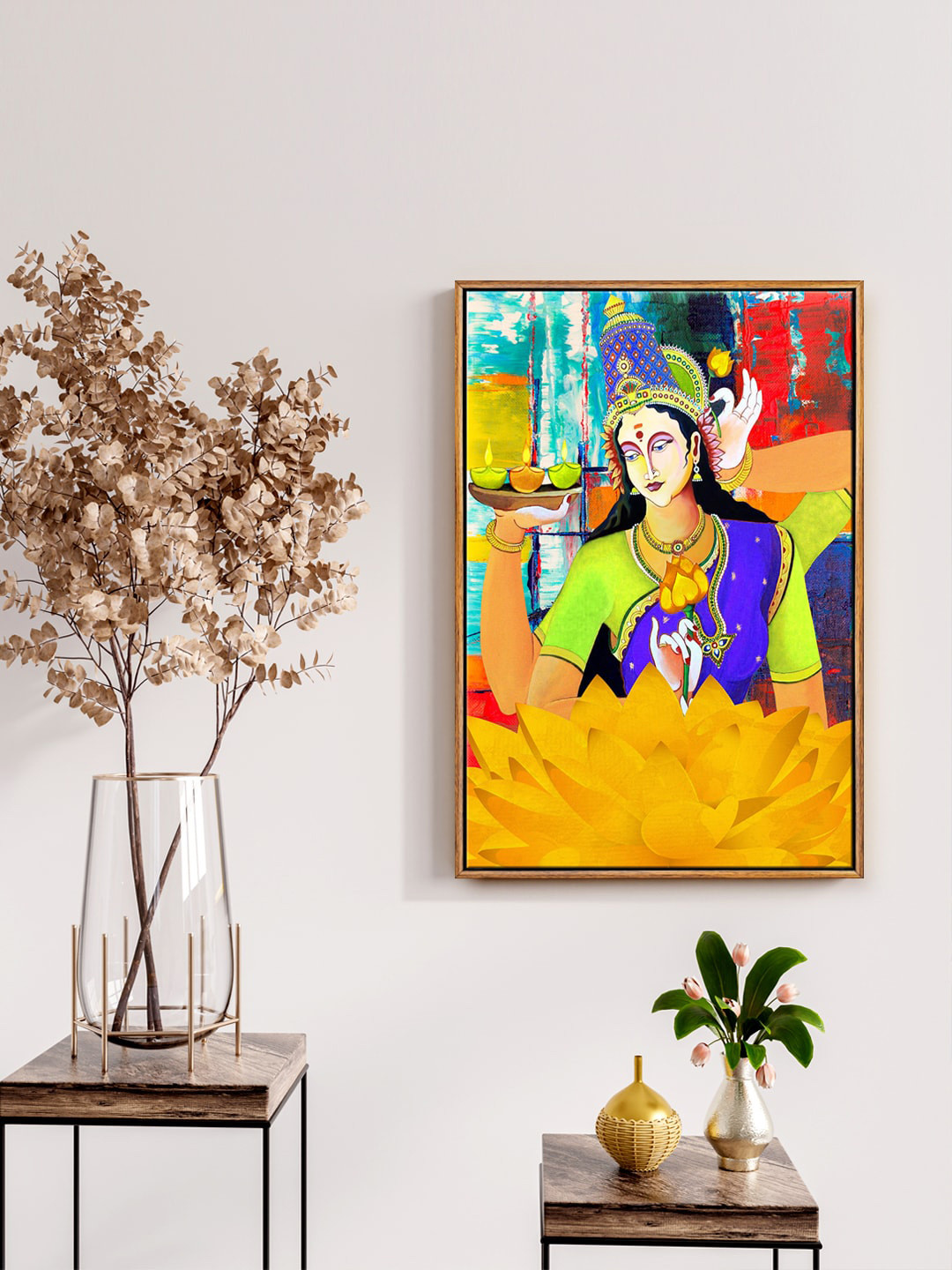 999Store Maha Lakshmi Mata Canvas Wall Rectangle Paintings Wall Art - 24 x 16 In