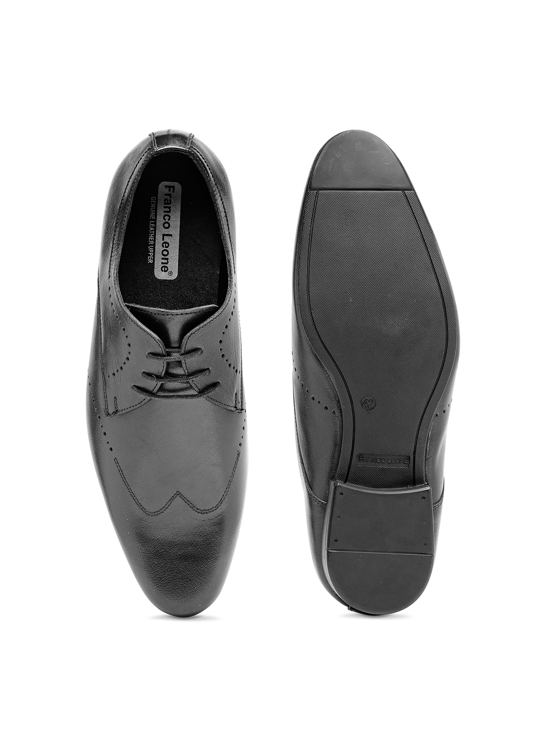 Men Black Leather Formal Shoes by Franco Leone