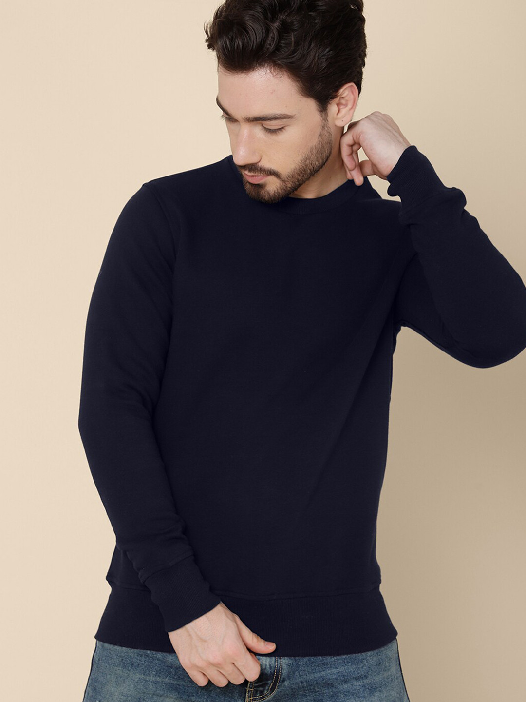Free Authority Men Blue Solid Pullover Sweatshirt