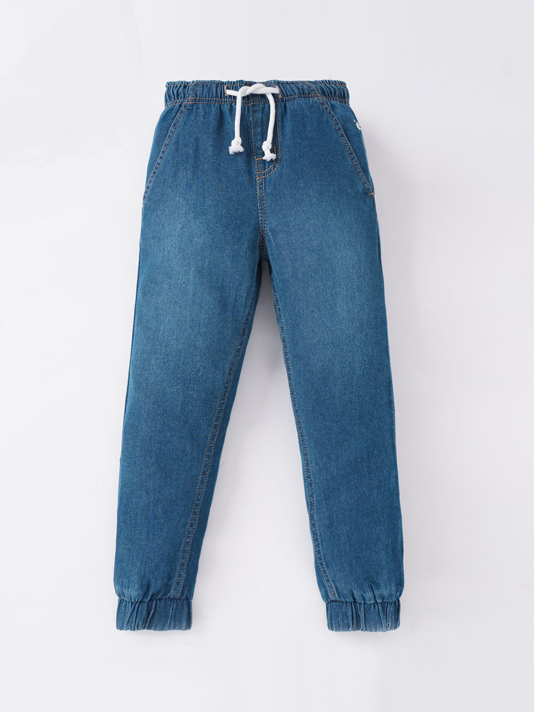 Ed-a-Mamma Boys Blue Solid Cotton Drawstring Joggers