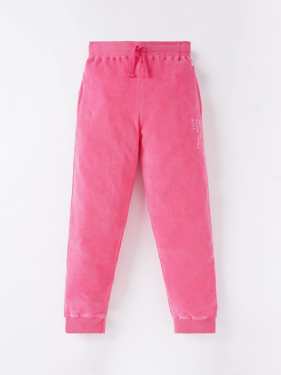 Ed-a-Mamma Girls Pink Solid Cotton Drawstring  Joggers