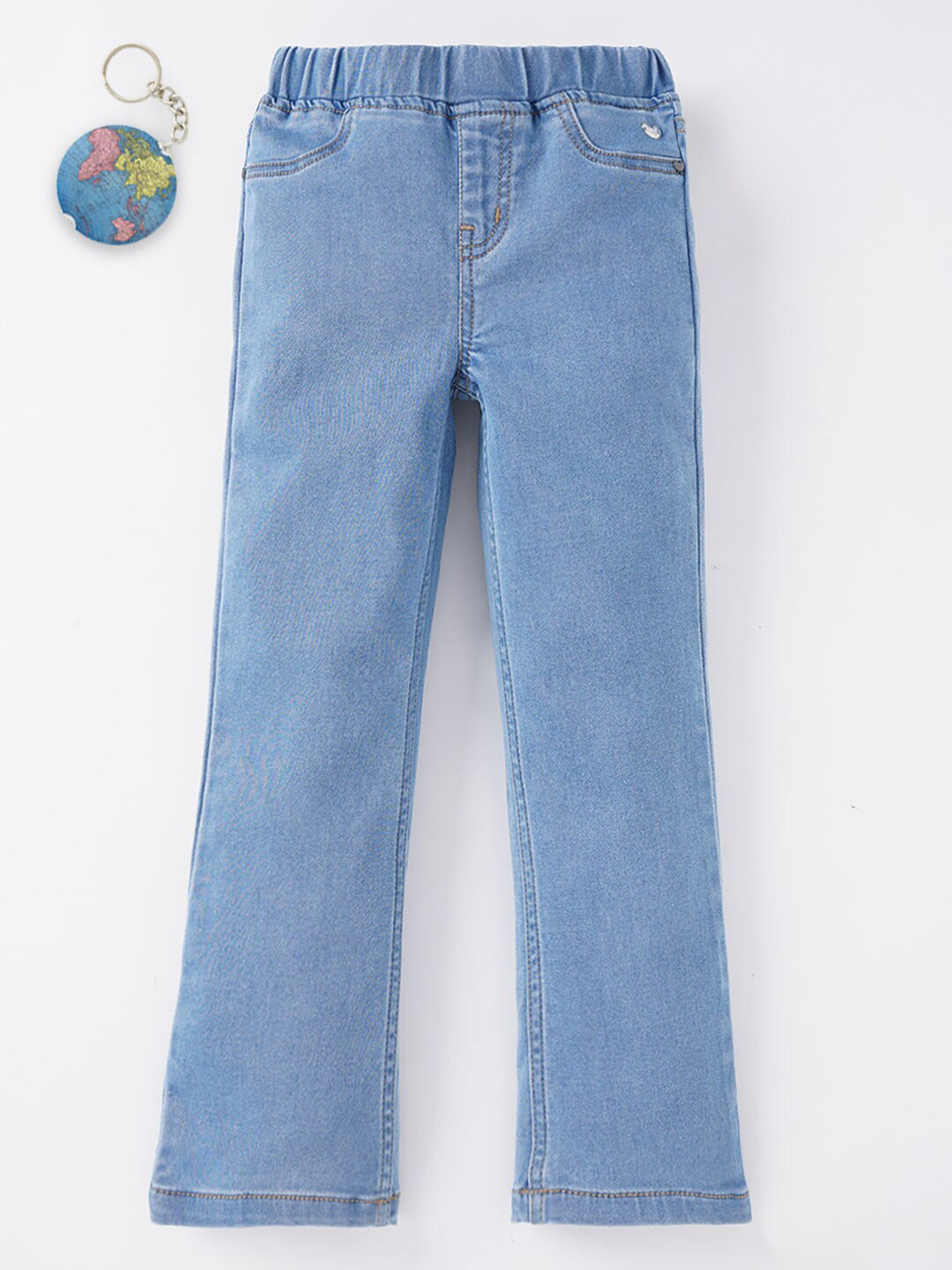 Ed-a-Mamma Girls Blue Regular Fit Solid Cotton Jeggings