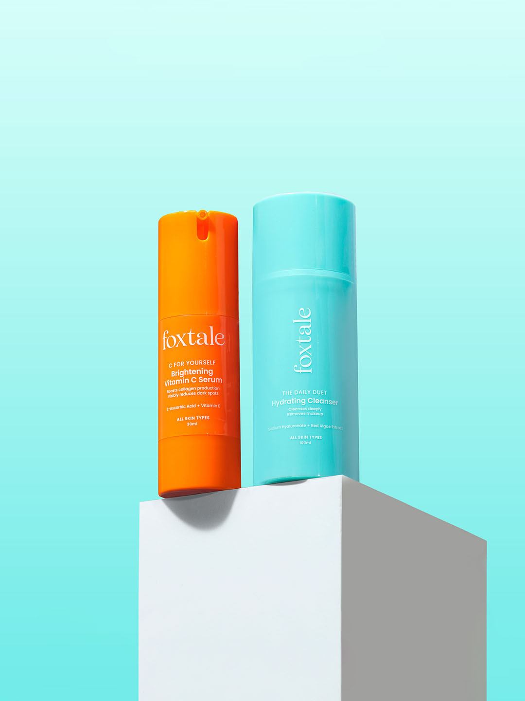 FoxTale Simple AM Routine wih Vitamin C & Hyaluronic Acid, On the go Glow- 130ml