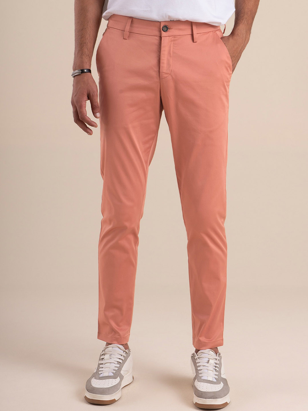 Andamen Men Pink Slim Fit Chinos Trouser