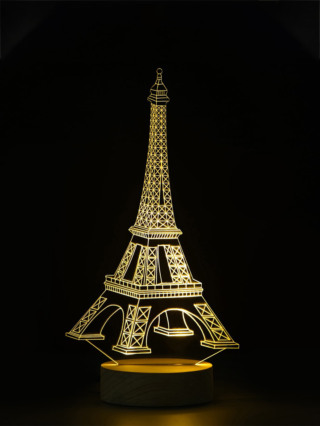 eCraftIndia Transparent & Gold-Toned Eiffel Tower Design Quirky Table Lamp