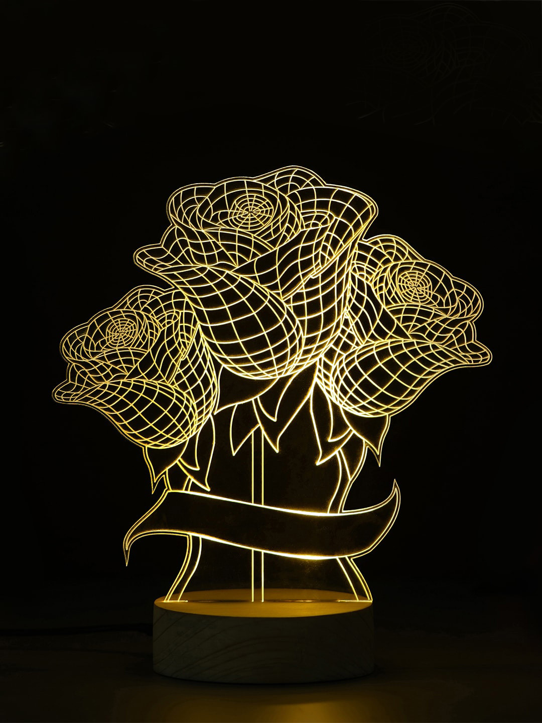 eCraftIndia Transparent & Gold-Toned Rose Bouquet Design Quirky Table Lamp