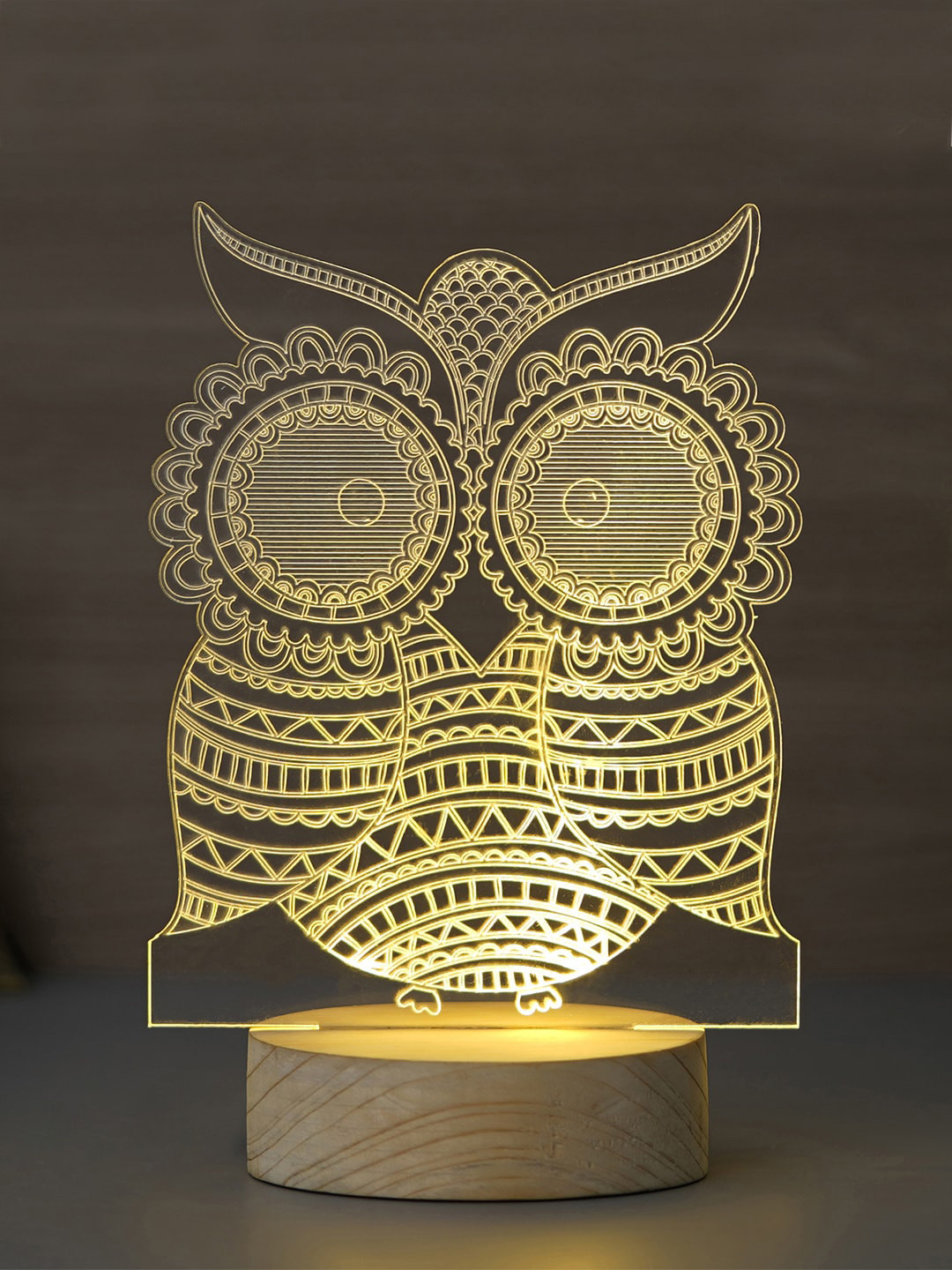 eCraftIndia Owl Design Brown Wood Natural Living Room Medium Showpiece - 8.7 Inches