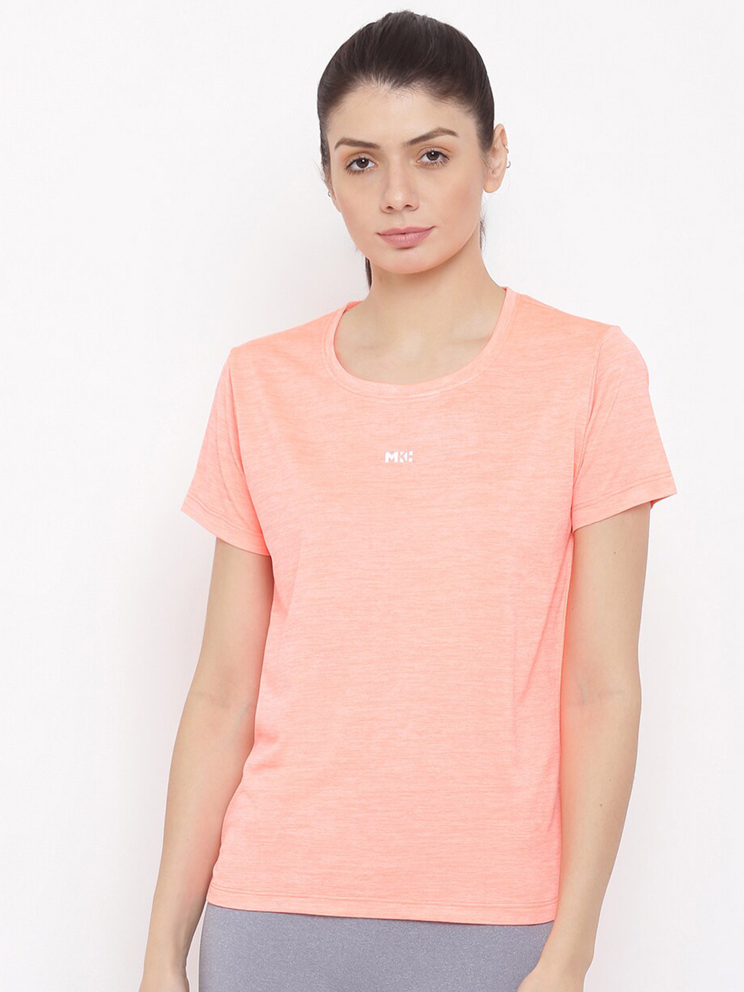 MKH Women Orange Dri-FIT Sports T-shirt