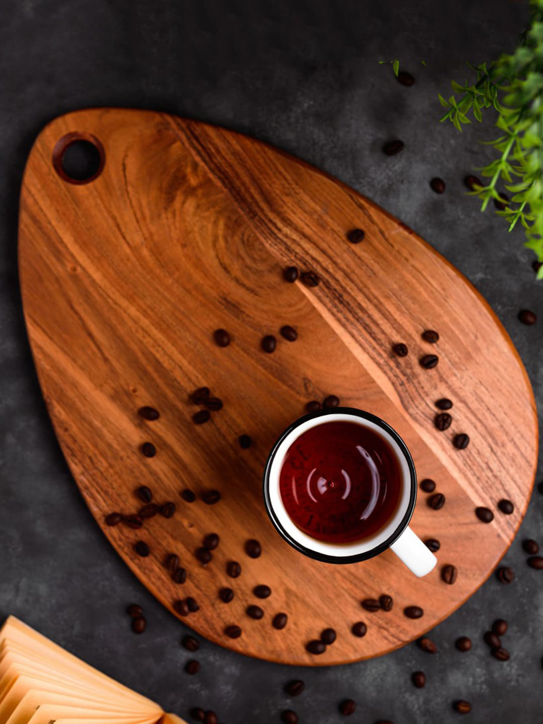 BRICK BROWN Brown Solid Drop Shaped Chopping Board