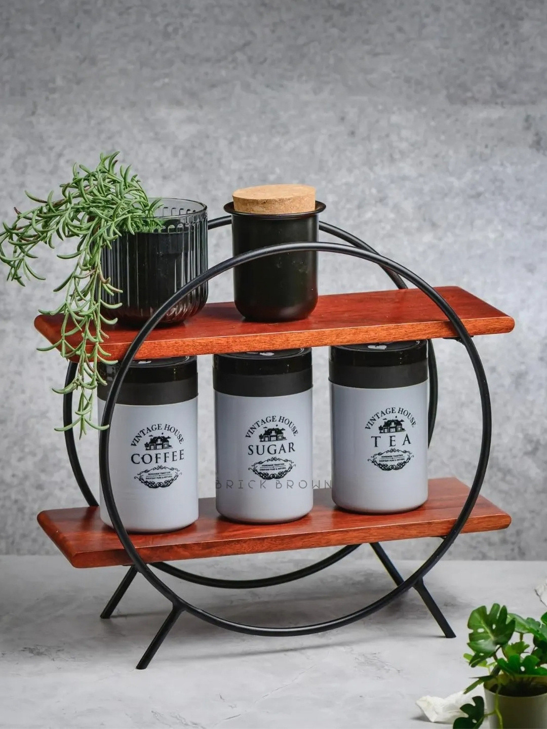 BRICK BROWN Brown Solid Circular Organizer