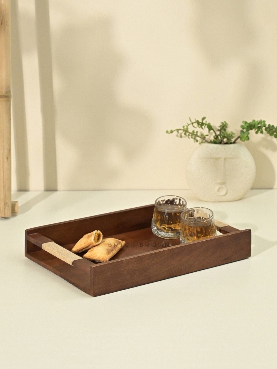BRICK BROWN Brown Solid Serving Trays