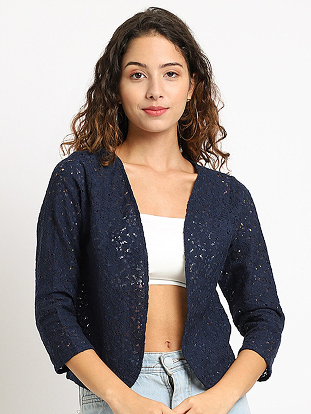 Rute Women Self Design Cotton Shrug