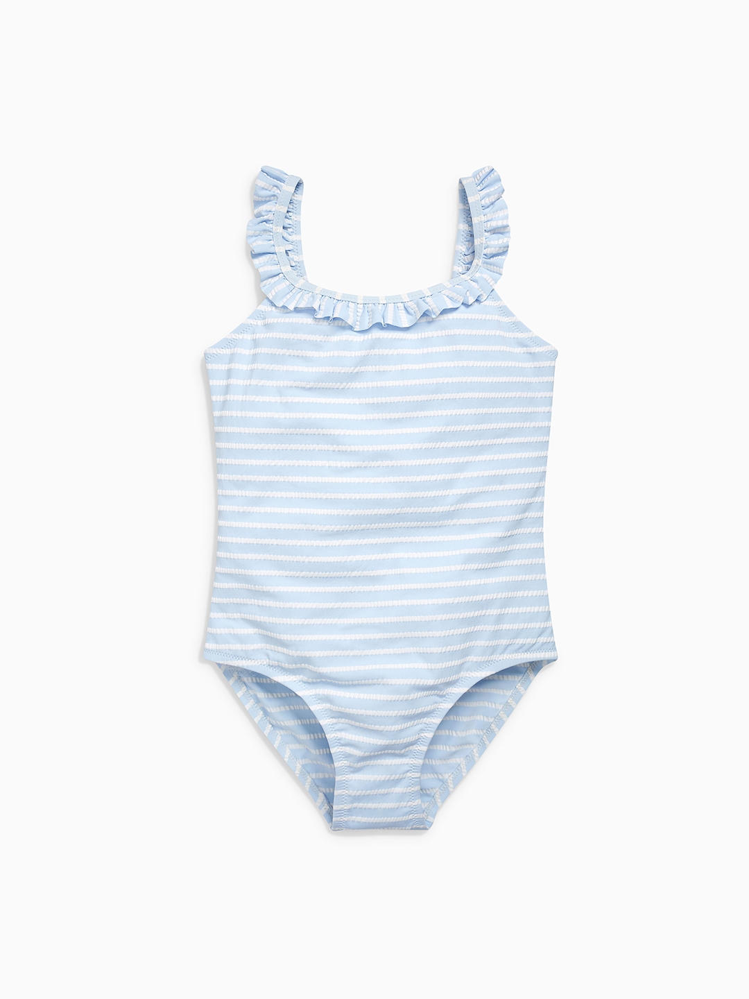 blue and white striped swimwear