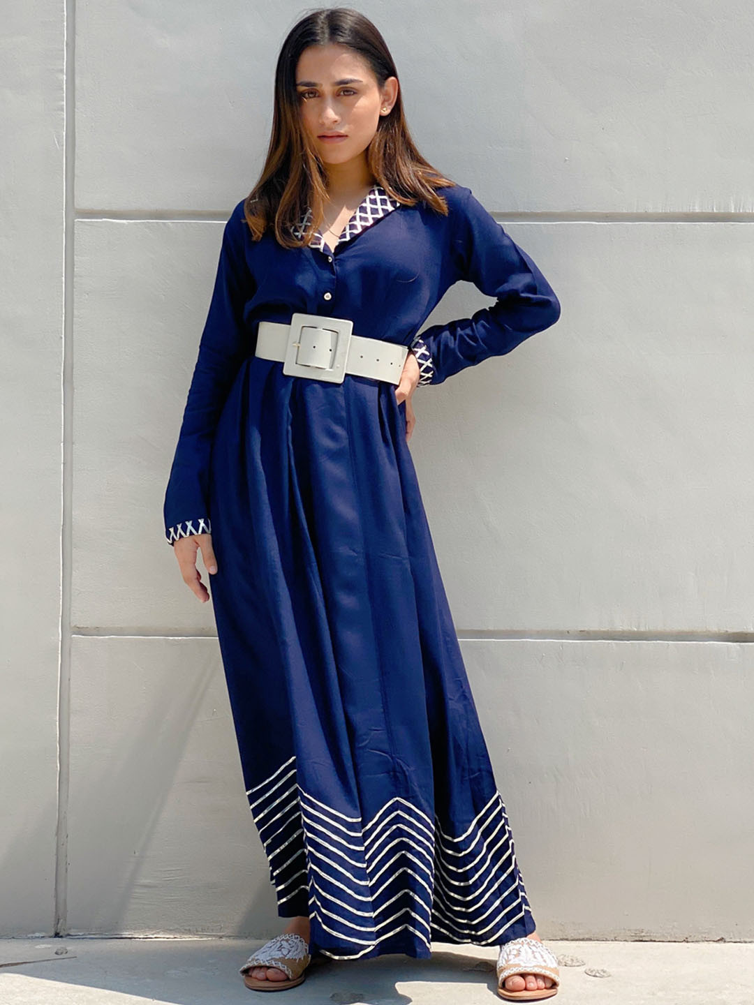 Thread & Button Blue Ethnic Maxi Long Dress
