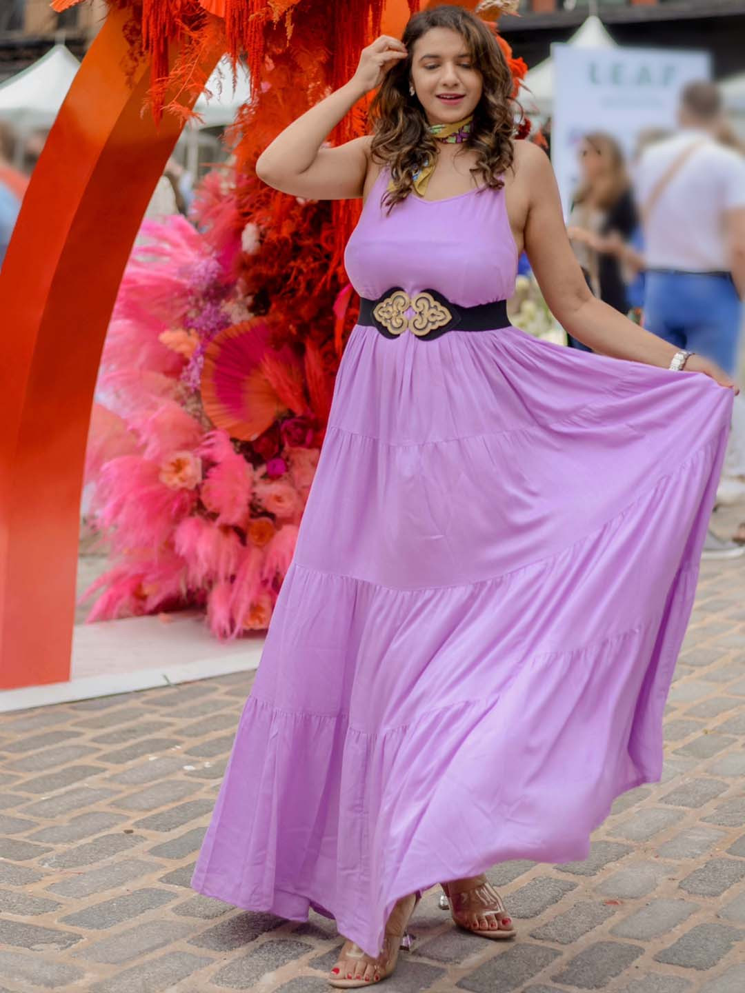 Thread & Button Lavender Maxi Solid Dress