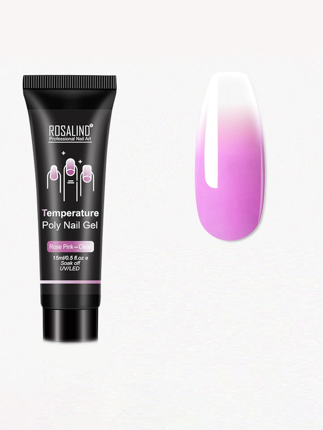 ROSALIND UV & LED Soak-Off Temperature Poly Nail Extension Gel 15 ml - Rose Pink-Clear