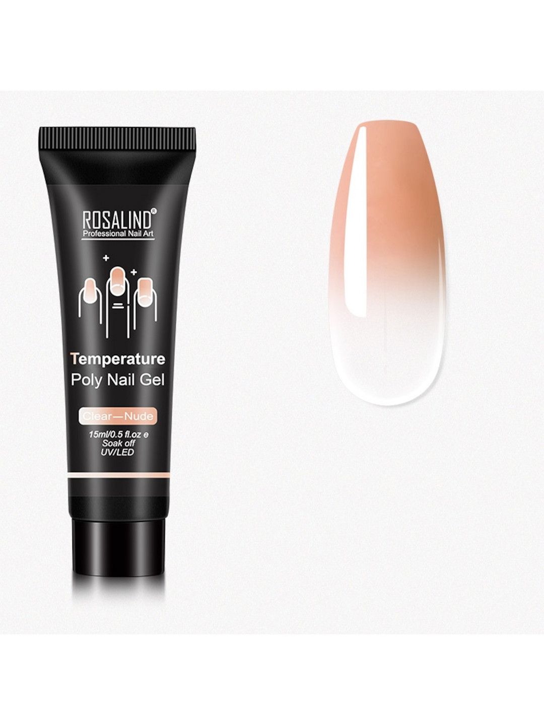 ROSALIND UV & LED Soak-Off Temperature Poly Nail Extension Gel 15 ml - Clear-Nude