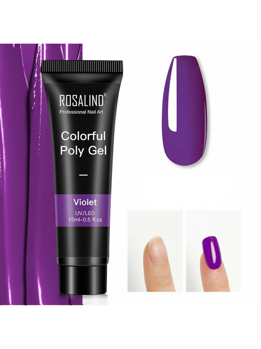 ROSALIND UV & LED Soak-Off Colorful Poly Nail Extension Gel 15 ml - Violet