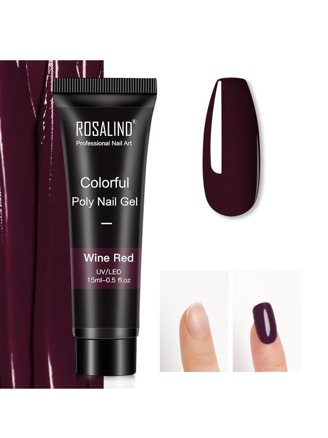 ROSALIND UV & LED Soak-Off Colorful Poly Nail Extension Gel 15 ml - Wine Red