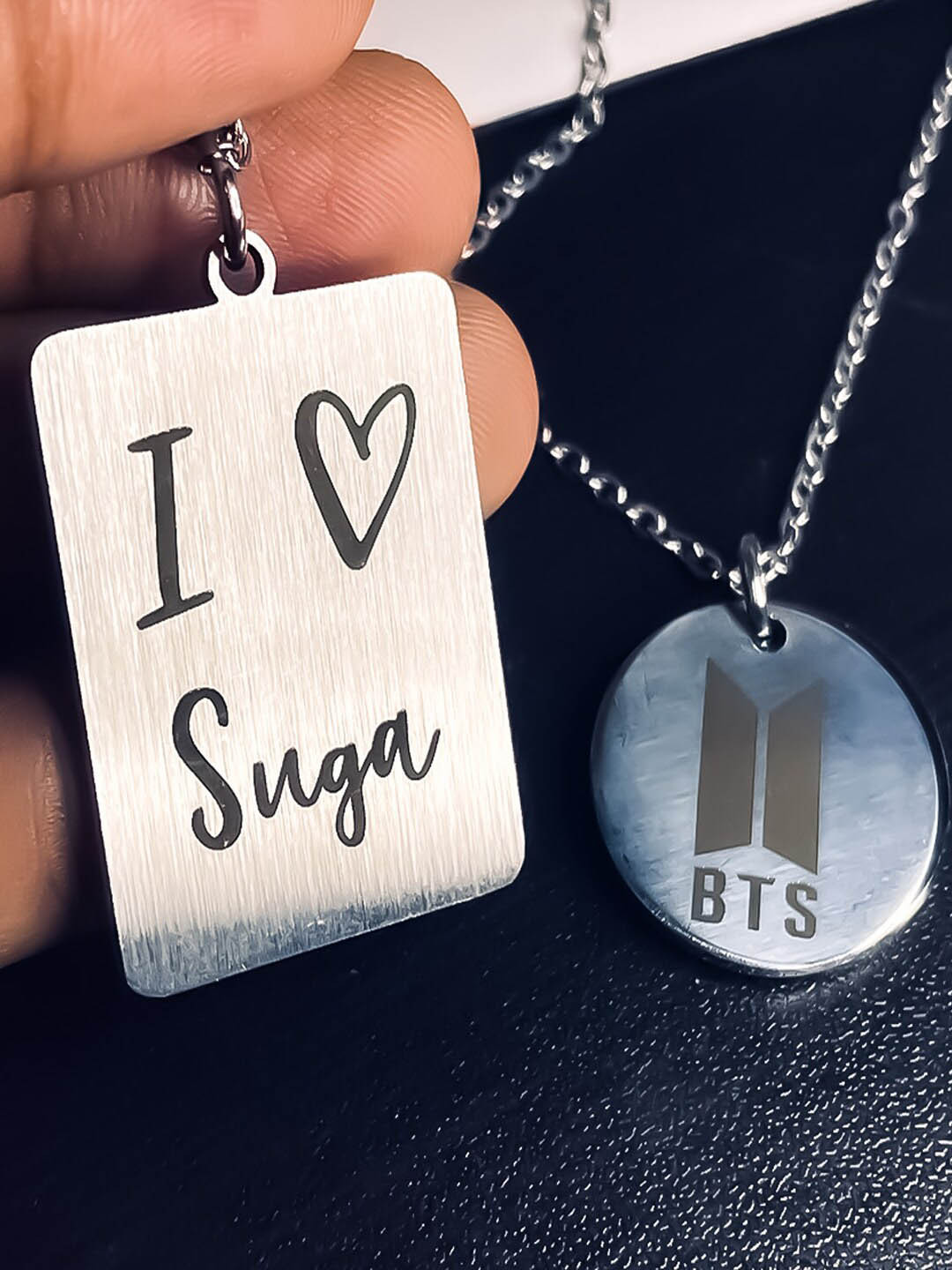 UNIVERSITY TRENDZ Men Stainless-Silver Silver-Plated BTS Dual Team Logo and Love Symbol Pendant