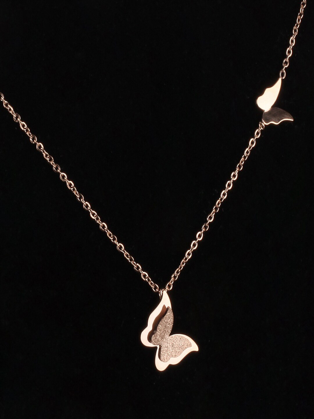 UNIVERSITY TRENDZ 18k Rose Gold-Plated Butterfly Shaped Pendant With Chain