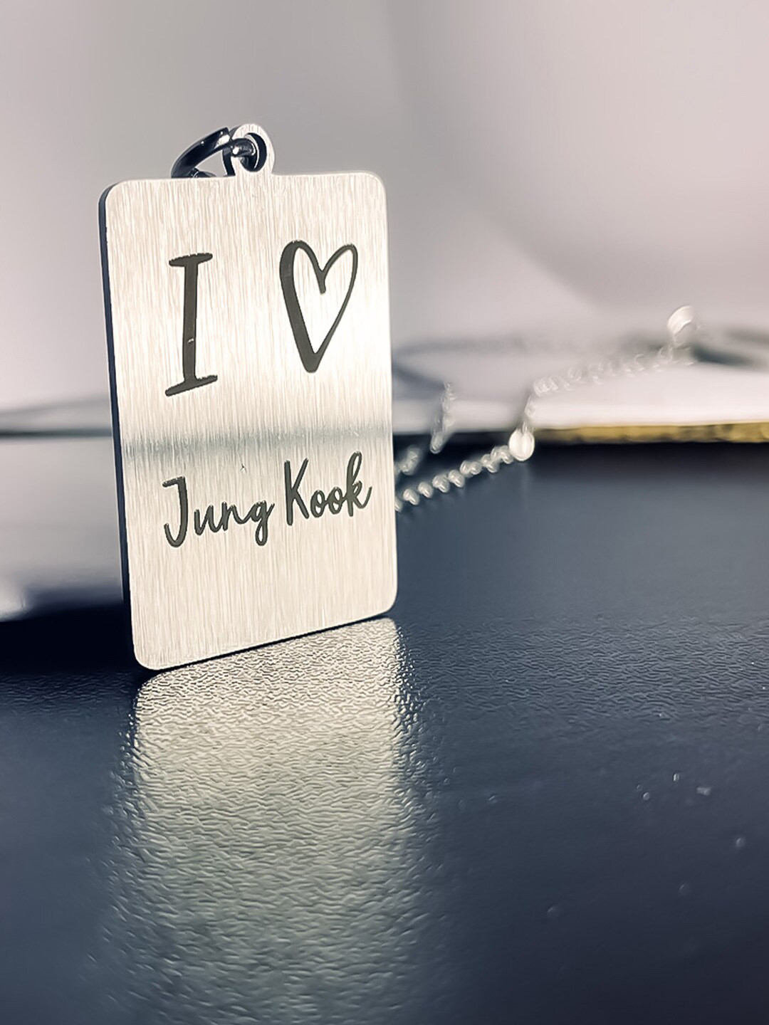 UNIVERSITY TRENDZ Men Silver-Plated Jungkook Bangtan Team Logo & Love Symbol Pendant