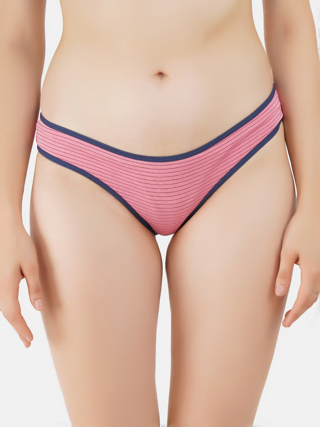 COLOR STYLE Women Pink Striped Bikini Briefs LOVE-PINK-PANTY