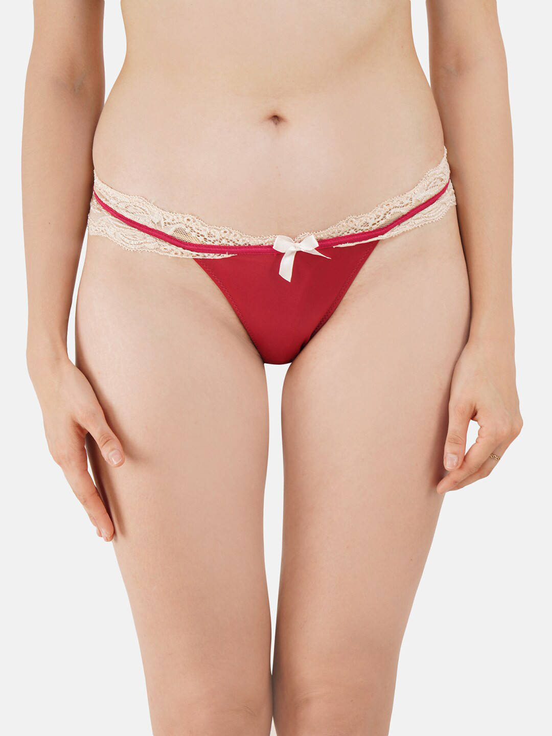 COLOR STYLE Women Red Self-Design Low-Rise Lace Thongs