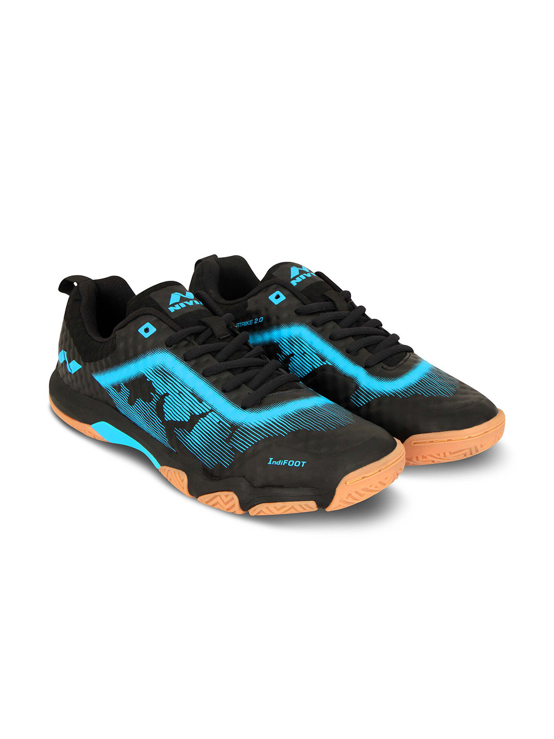 Nivia Men Black and Blue Powerstrike 2.0 Badminton Shoes