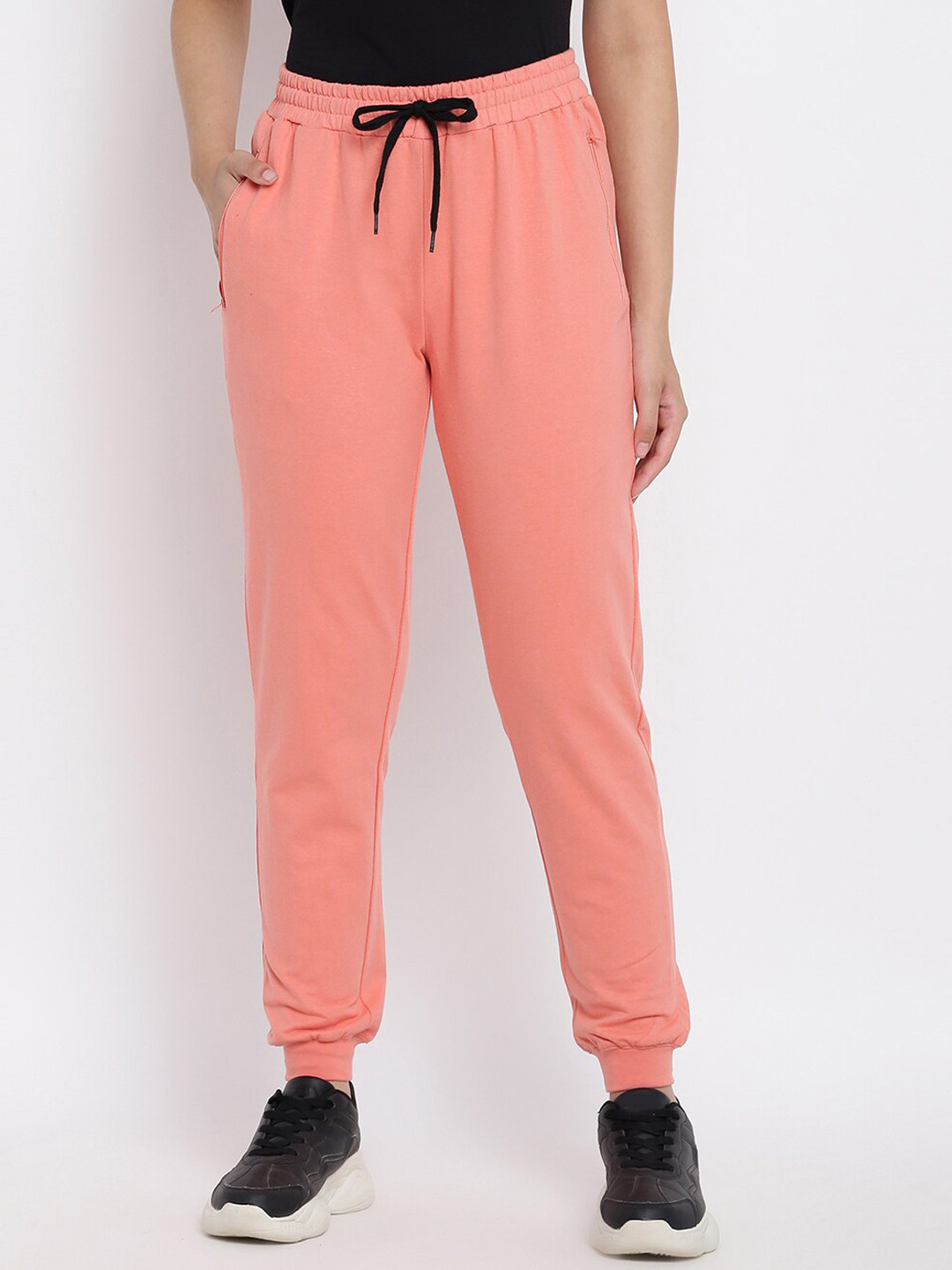 abof Women Pink Slim Fit Joggers Trousers