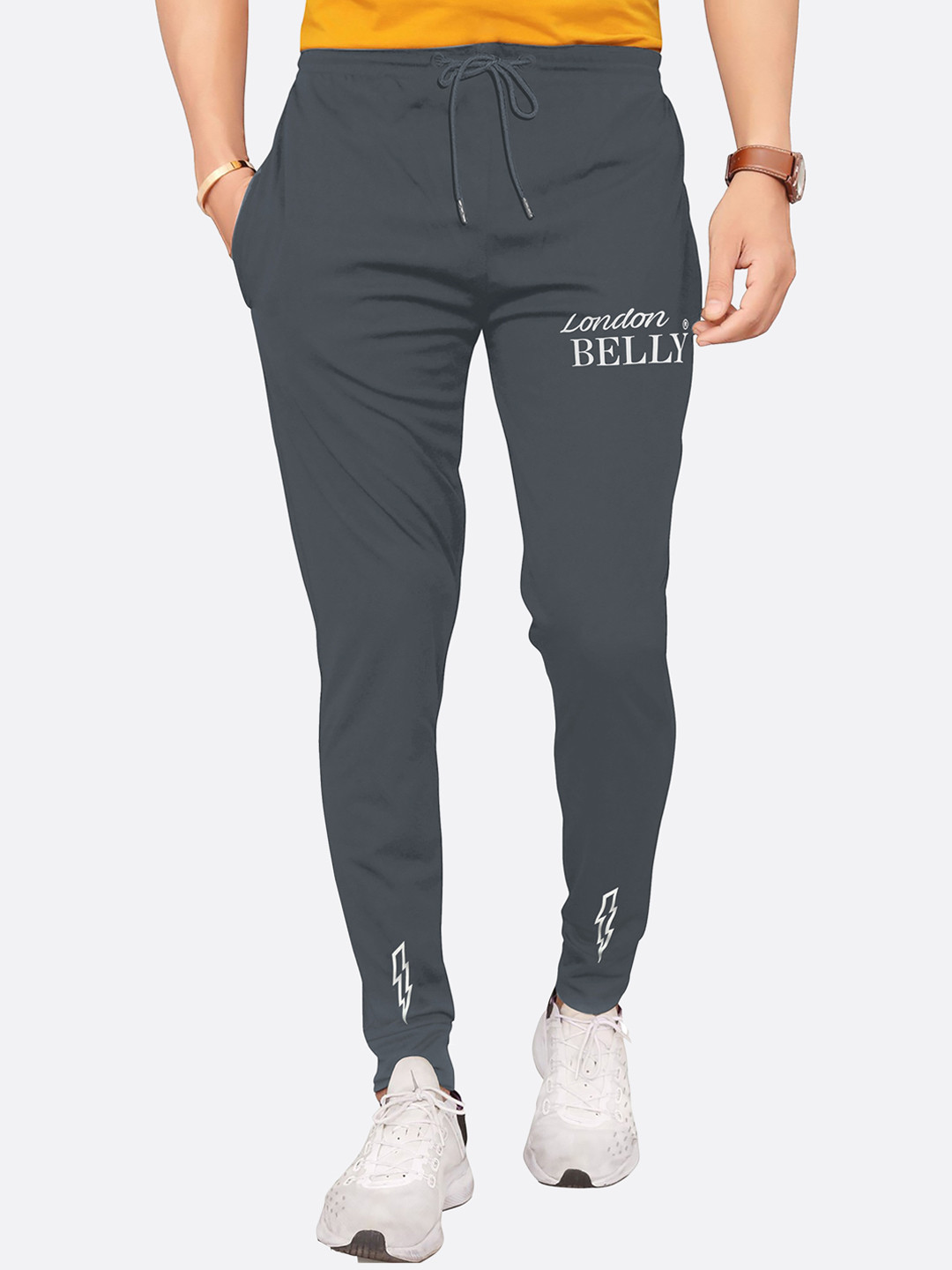 LONDON BELLY Men Grey Solid Track Pant