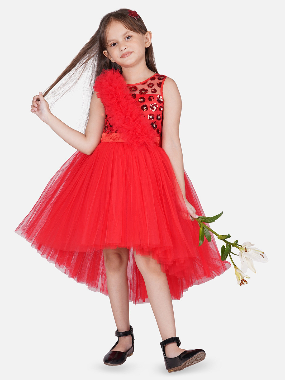 Toy Balloon kids Red Net Dress