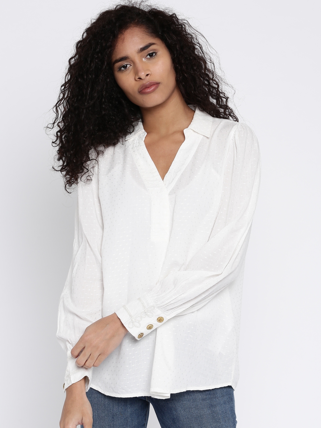 ingeniørarbejde aften defile Buy Vero Moda Women White Self Design Shirt Style Top - Tops for Women  2003210 | Myntra