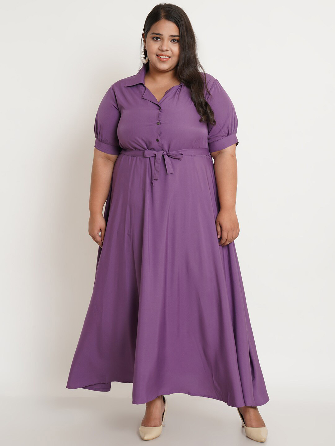 U&F Women's Plus Size Purple Crepe Maxi Dress