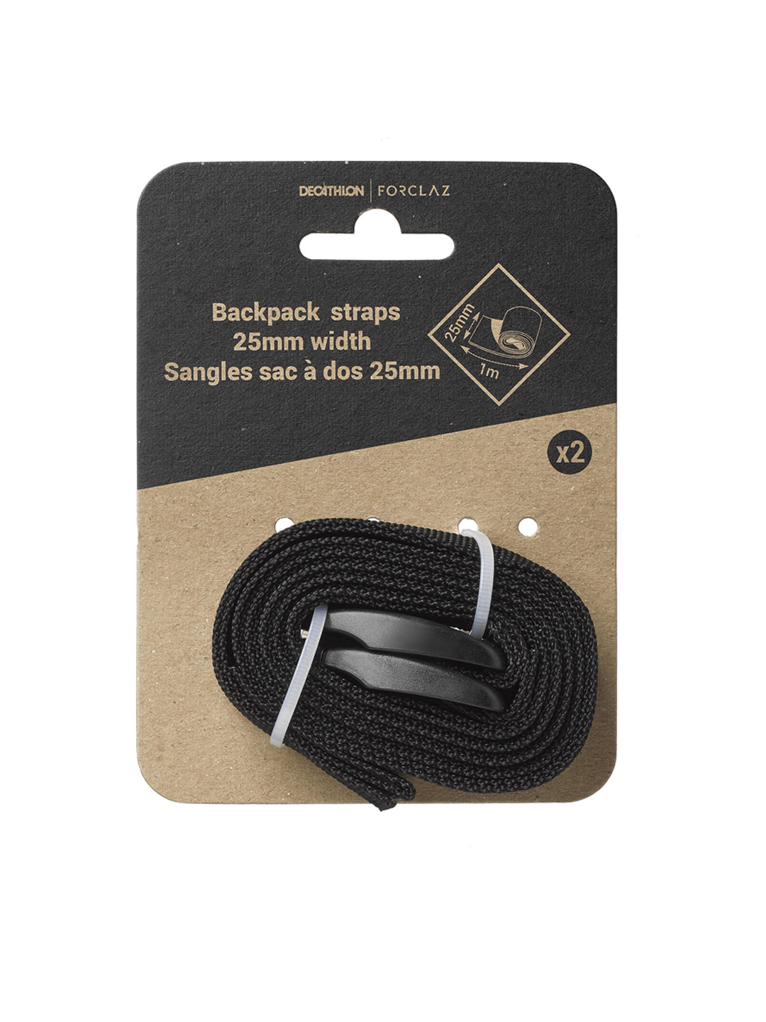Decathlon Black Set Of 2 Tightening Strap for Trekking Bag Travel Accessory