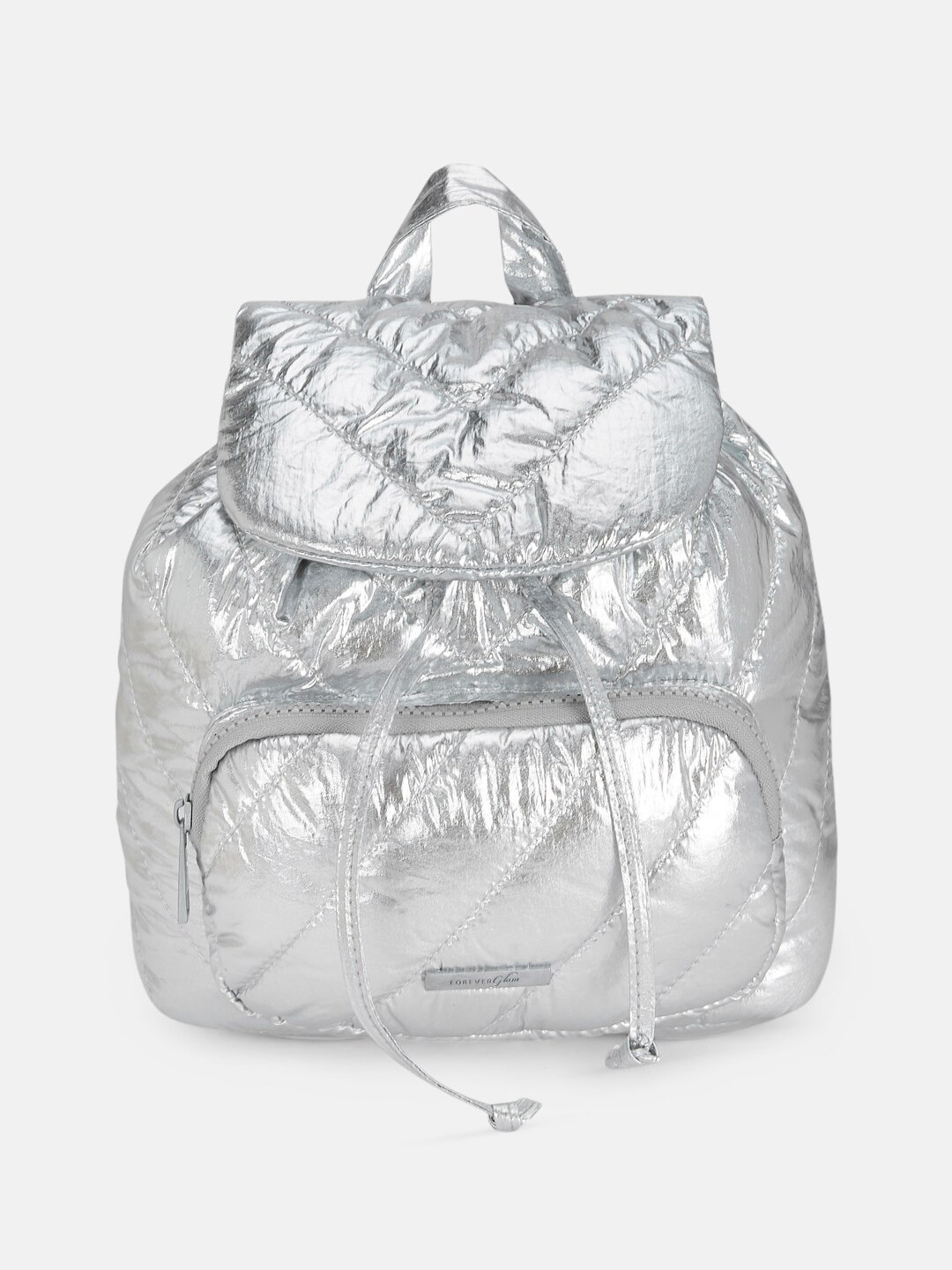 Forever Glam by Pantaloons Women Silver-Toned Oversized Shopper Tote Bag with Quilted