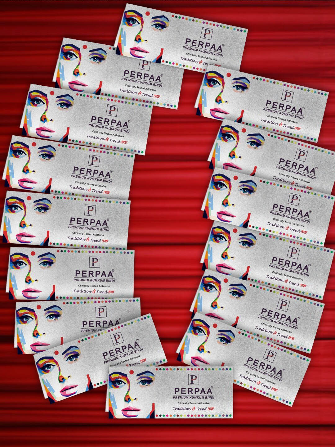 PERPAA Red Velvet Kumkum Bindi Box with 15 Flaps - Size 6