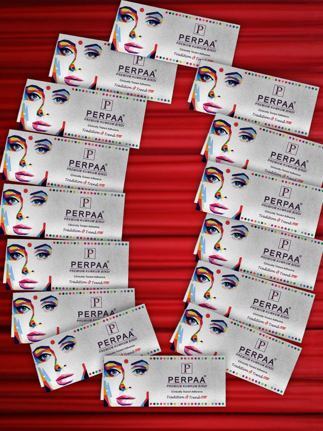 PERPAA Red Velvet Kumkum Bindi Box with 15 Flaps - Size 7