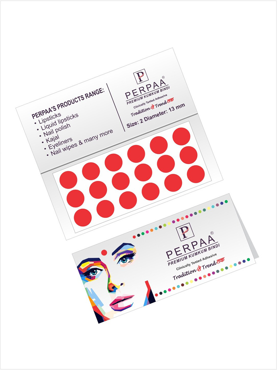 PERPAA Red Velvet Kumkum Bindi Box with 15 Flaps - Size 2